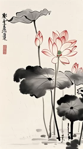 绝美国风水墨荷韵